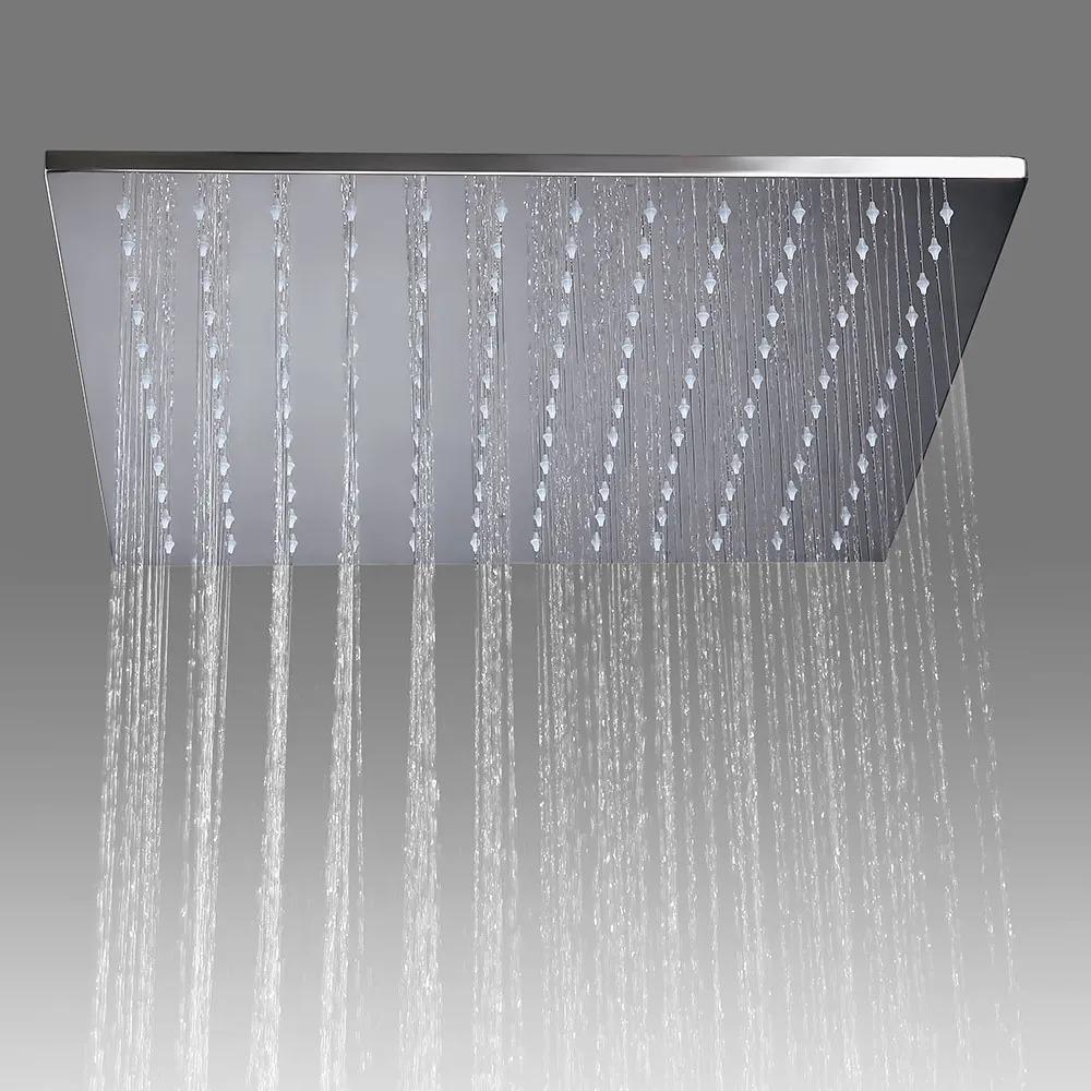 Modern 16" Chrome Thermostatic Rain Shower System with Handheld Shower & 3 Body Sprays