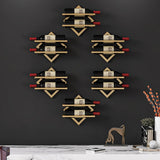 Gold Wall Mounted Wine Bottle Rack 6 Piece 12 Bottle Metal Hanging Wine Rack
