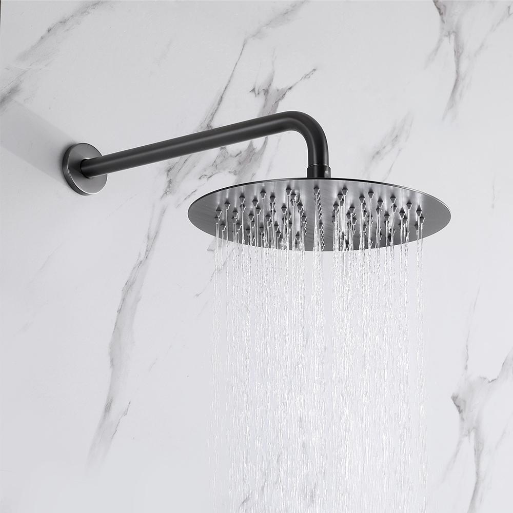 Brushed Gold 10" Round Rainfall Shower Head Wall Mounted Rain Shower System with Handheld Shower Solid Brass