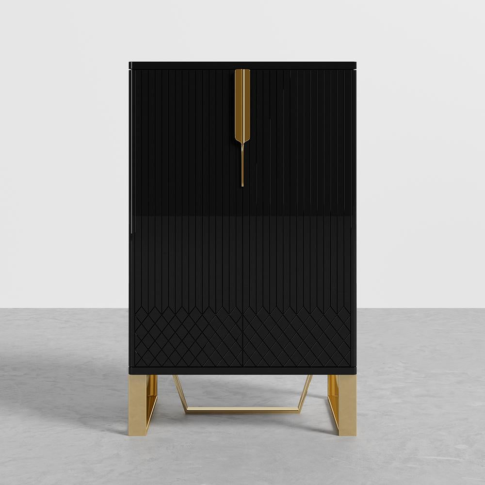 Aro Black Shoe Storage 18 Pairs Shoes Cabinet in Gold