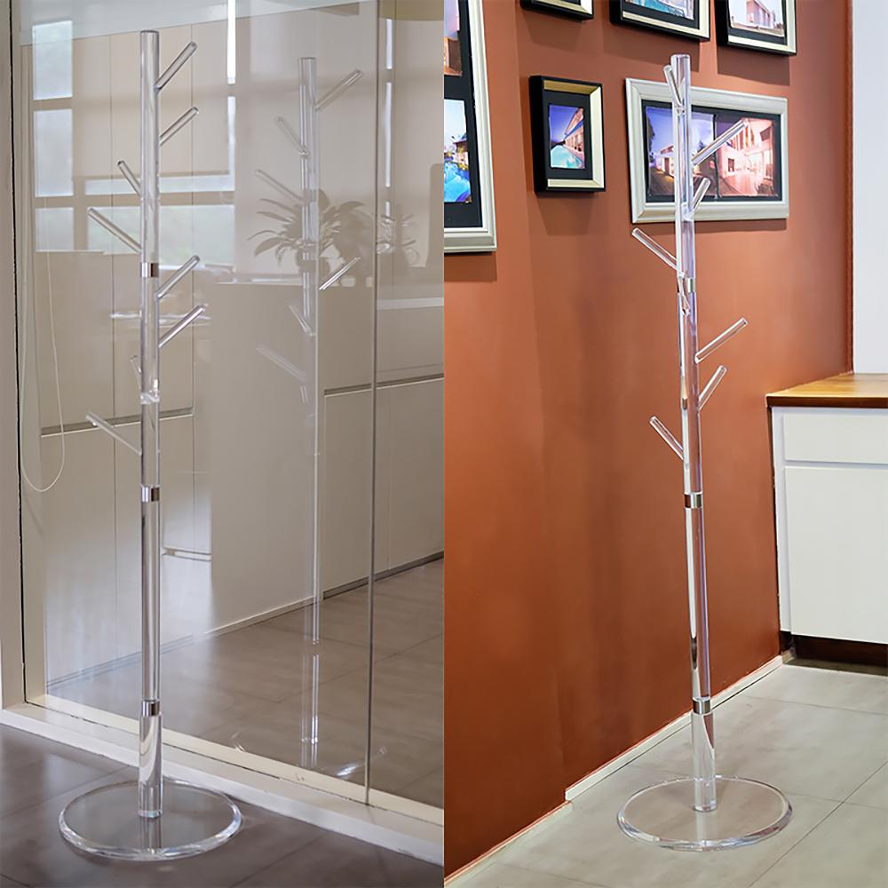 Minimalist Clear Tree Coat Rack Stand Entryway Coat Hanger Stand with 8 Hooks