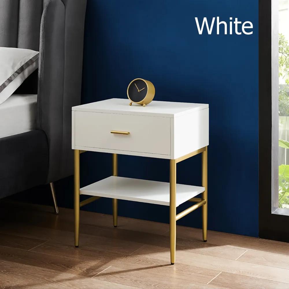 Nordic Blue Nightstand with Drawer & Shelf