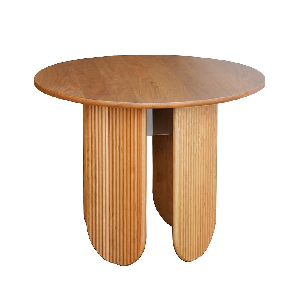 35" Farmhouse Storage Dining Room Table Cherry Round Wood Table for 4 Person