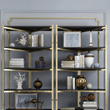 Contemporary Corner Shelf with Metal Frame-Bookcases & Bookshelves,Furniture,Office Furniture