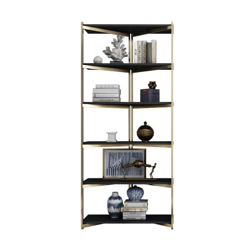 Contemporary Corner Shelf with Metal Frame-Bookcases & Bookshelves,Furniture,Office Furniture