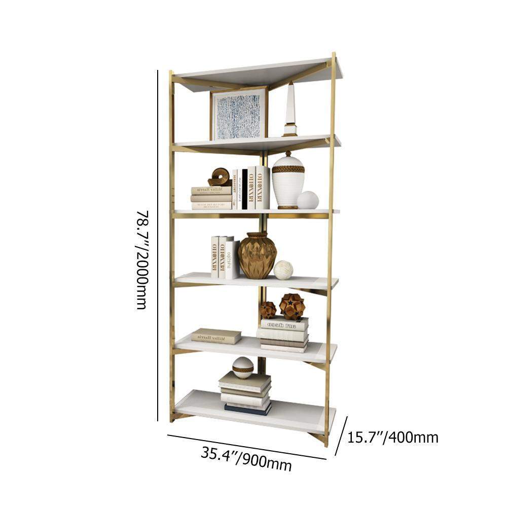 Contemporary Corner Shelf with Metal Frame-Bookcases & Bookshelves,Furniture,Office Furniture