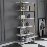 Contemporary Corner Shelf with Metal Frame-Bookcases & Bookshelves,Furniture,Office Furniture