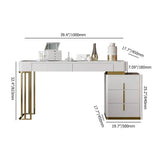 39.4" White Marble Top Makeup Vanity with Drawers & 1 Cabinet