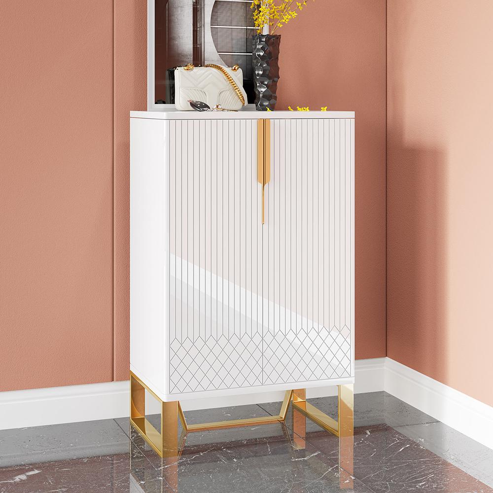 Aro Black Shoe Storage 18 Pairs Shoes Cabinet in Gold