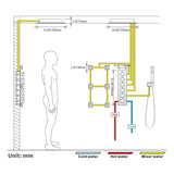 Wall-Mounted 20" Music Shower System Rainfall 5 Functions Thermostatic