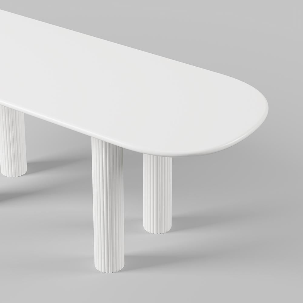 71" Oval White Dining Table 4 Pedestals 8 Seater Dining Room Table