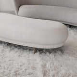 Modern White Velvet Bench Upholstered Curved Bench for End of Bed with Metal Legs
