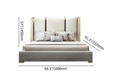 Modern Upholstered King Bed Polished Gold and Faux Leather Headboard Included