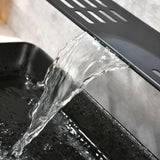 Modern Waterfall Wall Mounted Bathroom Sink Faucet Single Handle in Black