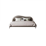 Light Pink Queen Bed Velvet Upholstered Platform Bed with Metal Legs