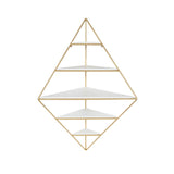 Modern Corner Wall Shelves Triangle Floating Shelves in Gold & White