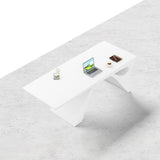 71" Modern White Computer Desk Rectangular Executive Desk with Abstract Base