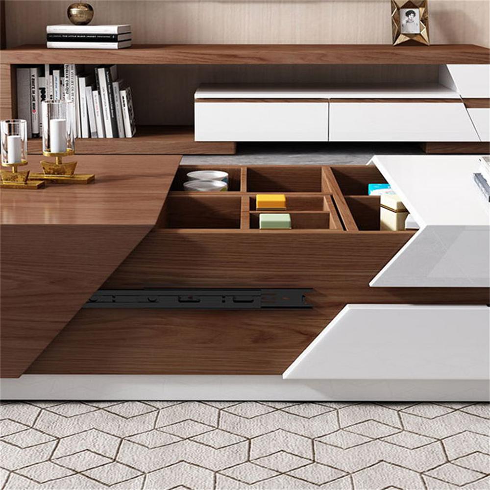 Pinkle 82'' Modern Wood Extendable Sliding Top Coffee Table with Storage in White Walnut