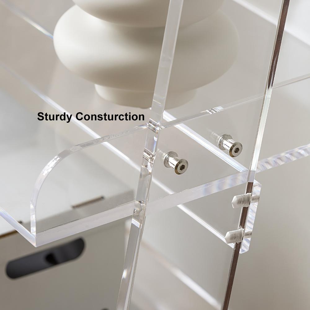 4-Shelf Ladder Bookshelf Modern Bookshelf Acrylic Clear Ladder Bookcase