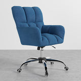 Modern Office Chair Upholstered Cotton & Linen Swivel Task Chair Height Adjustable