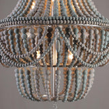 Kesarre Retro Wood Beaded Chandelier Empire Ceiling Light in Gray & Blue