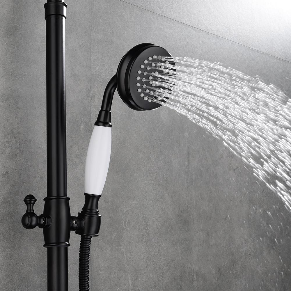 Industrial Style Wall-Mounted Shower System 2-function in Black