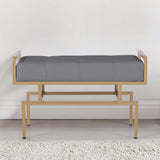 31.5'' Modern White Faux Leather Upholstered Bench with Gold Metal Legs