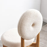 Modern White Boucle Dining Chair Side Chair Natural Wood Legs