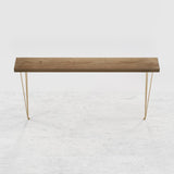 39" Modern Walnut Narrow Rectangular Console Table with Wooden Top Metal Legs