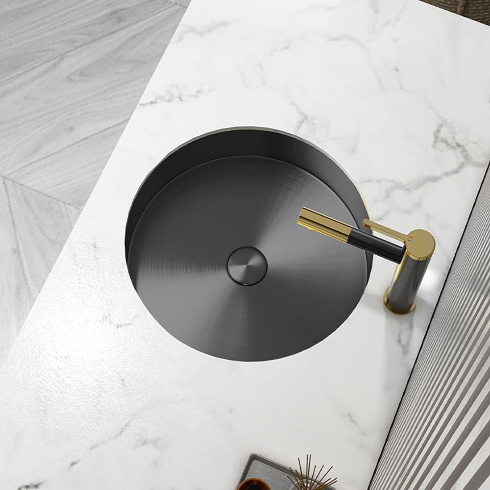 Brushed Gold Modern Luxury Stainless Steel Round Sink Undermount Bathroom Wash Sink