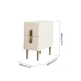 Beige Bedroom Nightstand Storage Bedside Table with 2 Drawers in Gold Legs