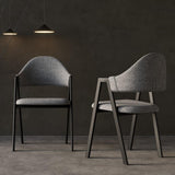 Gray Linen Upholstered Dining Chair Side Chair (Set of 2)