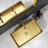 Contemporary Gold Rectangular Stainless Steel Vessel Sink Luxury Wash Sink