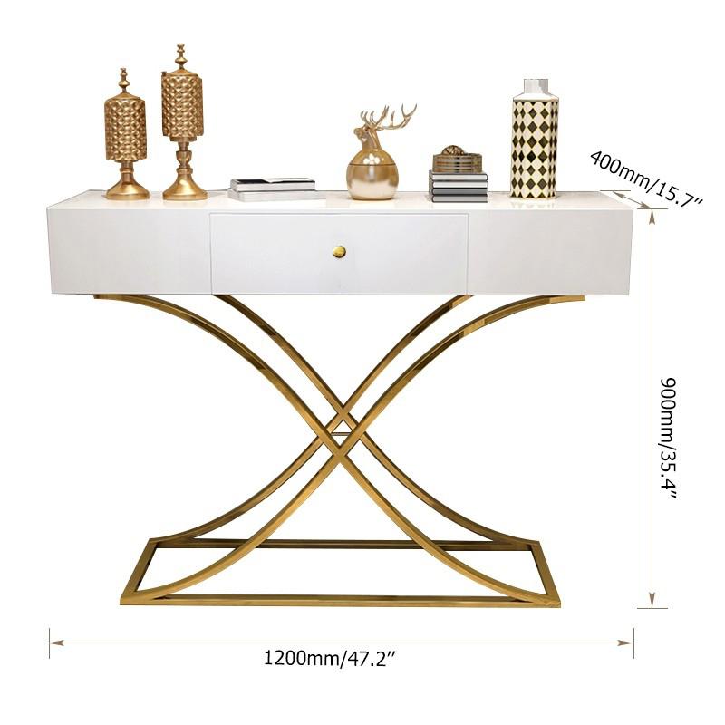 Black Console Table with Drawer Entryway Table Contemporary for Hallway X Gold Base