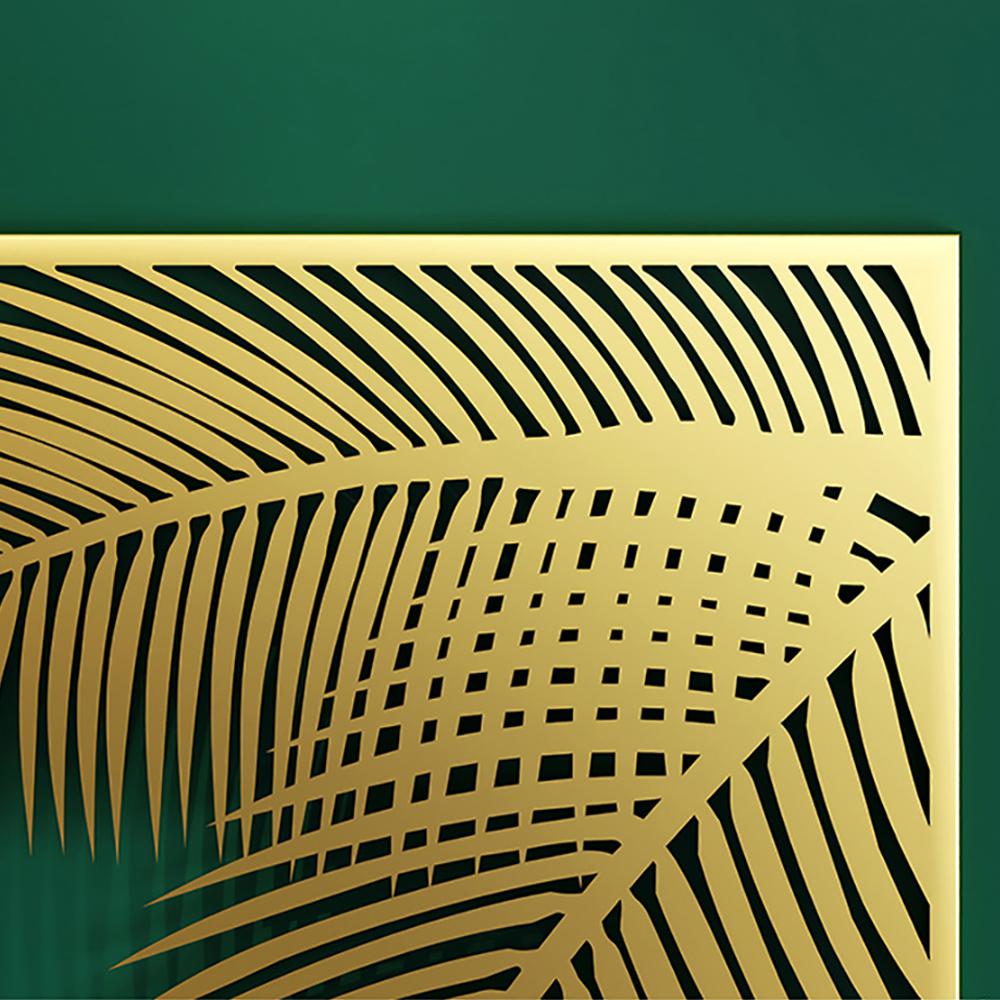 3 Pieces Modern Gold Metal Wall Decor Plant Art with Rectangle Frame