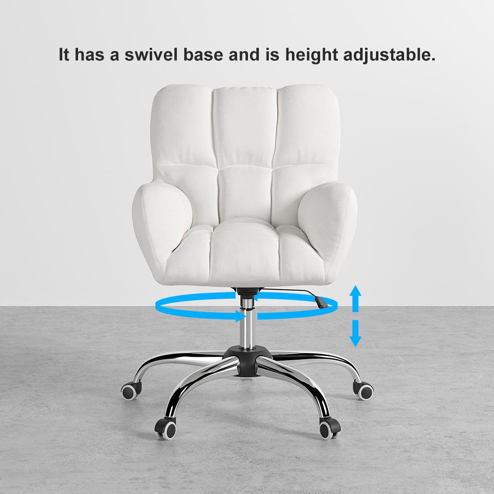 Modern Office Chair Upholstered Cotton & Linen Swivel Task Chair Height Adjustable
