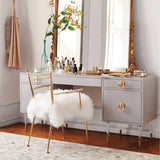 Green Modern Wood Makeup Vanity Acrylic Clear and Gold Dressing Table
