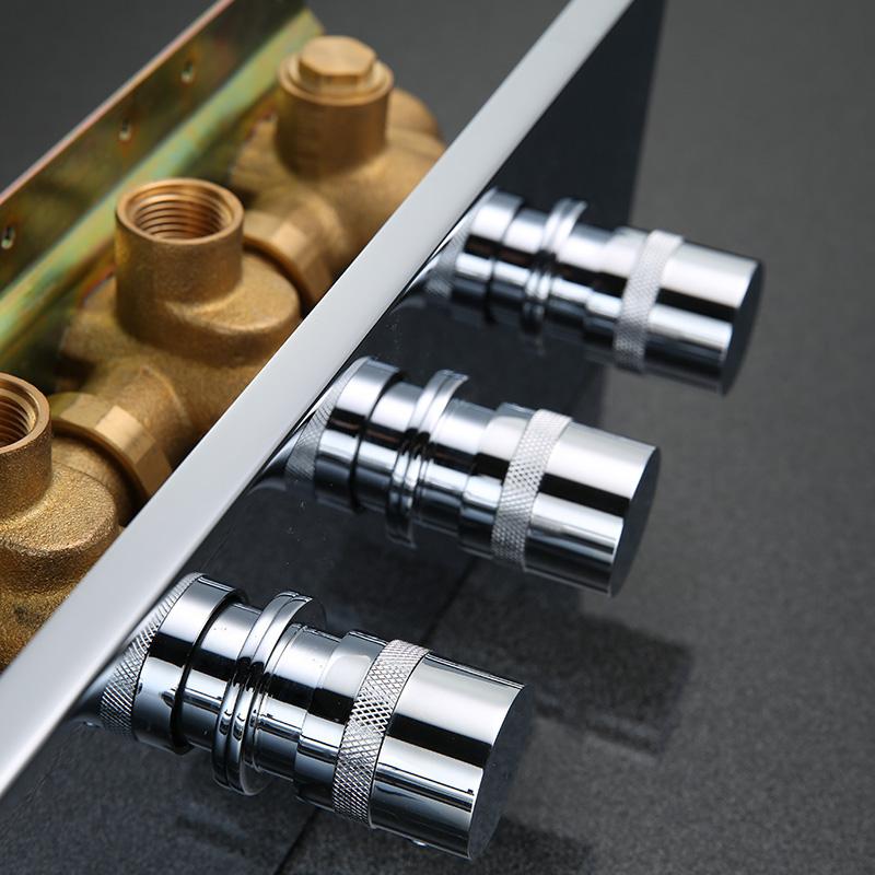Modern Thermostatic 3-Function 3-Outlet Solid Brass Faucet Shower Valve & Trims