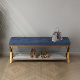 Gray Entryway Bench with Storage Bed Bench Velvet Upholstered with X-Shaped Base