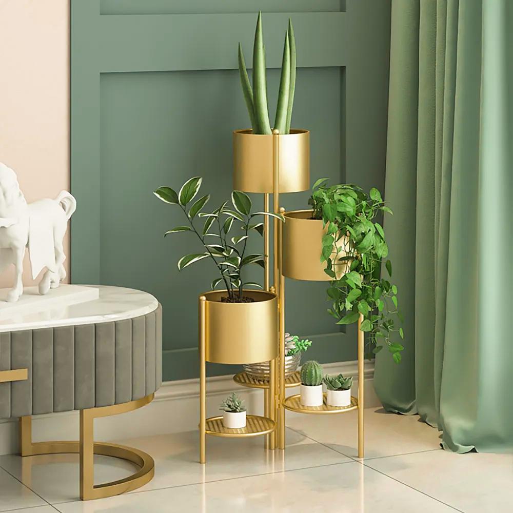 31.4" Tall Metal Modern 3-Tiered Plant Stand Corner Plant Stand Indoor