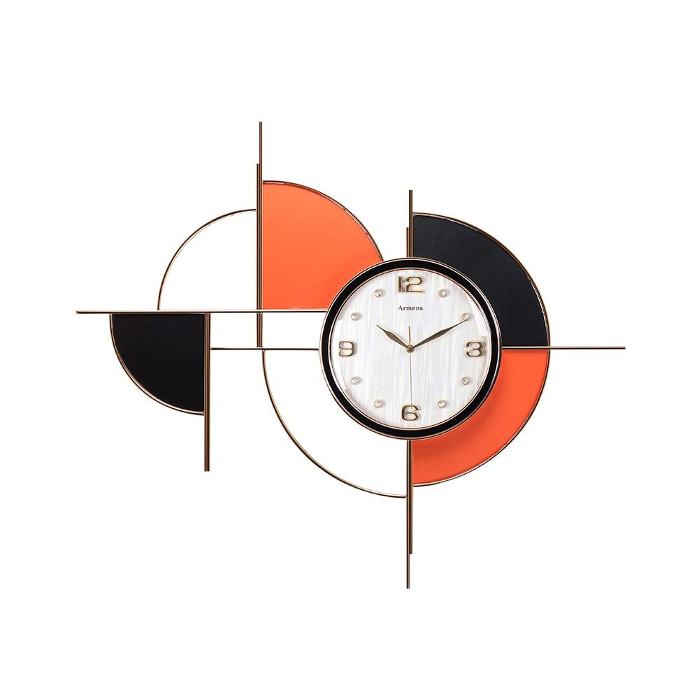 Modern Novelty Geometric Metal & Faux Leather Abstract Mute Metal Wall Clock
