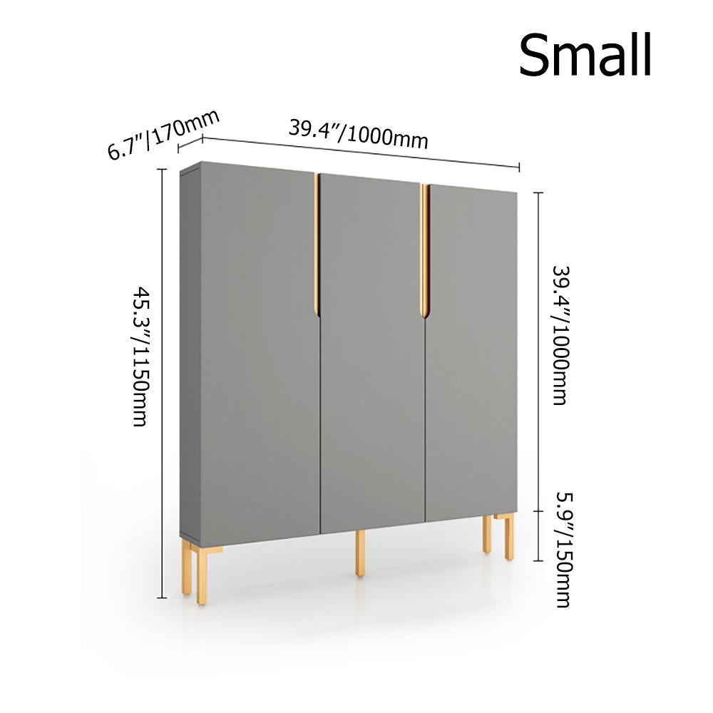Nordic Gray Shoe Cabinet 3-Door Slim Shoe Organizer Adjustable Shelves in Small