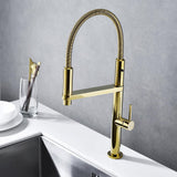 Rose Gold Single Hole High Arc Magnetic Kitchen Faucet Dual-function Spray