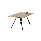 6 Person Mid Century Modern Outdoor Rectangle Teak Wood Patio Dining Table Natural Black