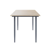 7Pcs Mid Century Modern Aluminum Outdoor Dining Set for 6 with Wood Table Natural & Gray