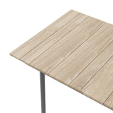 7Pcs Mid Century Modern Aluminum Outdoor Dining Set for 6 with Wood Table Natural & Gray