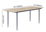 7Pcs Mid Century Modern Aluminum Outdoor Dining Set for 6 with Wood Table Natural & Gray
