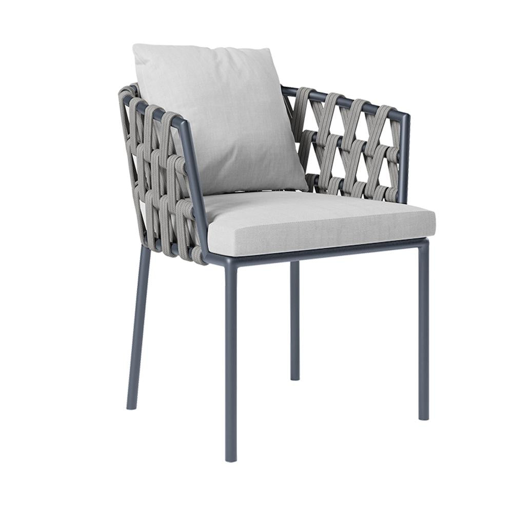7Pcs Mid Century Modern Aluminum Outdoor Dining Set for 6 with Wood Table Natural & Gray
