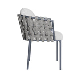 7Pcs Mid Century Modern Aluminum Outdoor Dining Set for 6 with Wood Table Natural & Gray