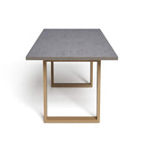 7 Pieces Modern Outdoor Dining Set with Marble Top Table and Woven Rope Chair in Gray